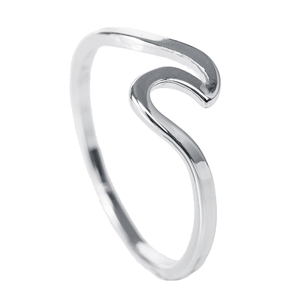 Mode Eenvoudige Wave Ringen Voor Vrouwen Wit Goud Kleur Bruiloft Sieraden Dames Nieuwkomers Dropshippping: 6 / Silver