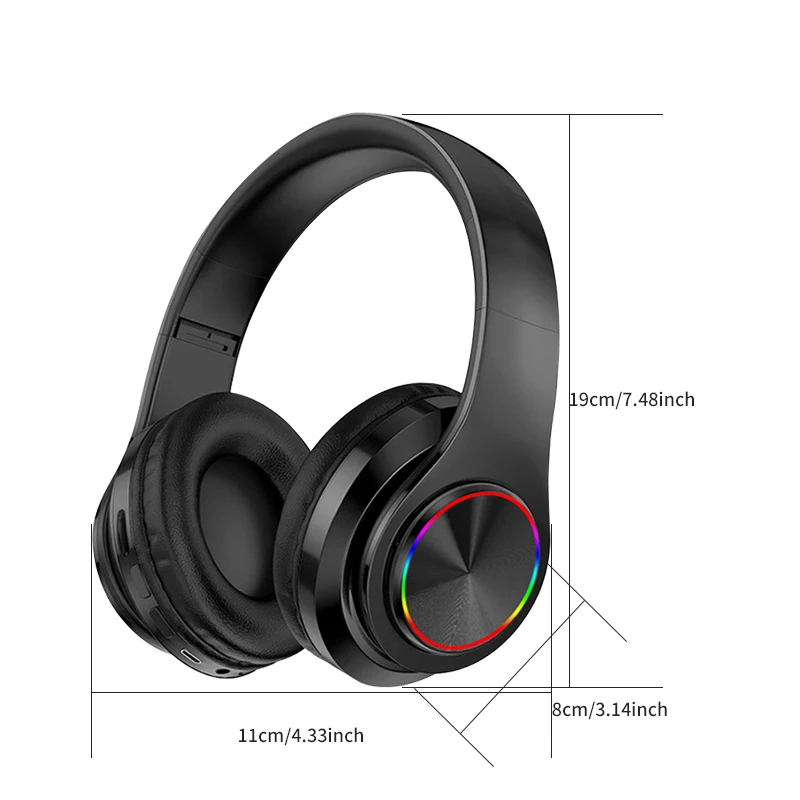 Draadloze Bluetooth-headset Opvouwbare hoofdtelefoon HiFi-stereo-oortelefoon met microfoon Ondersteuning SD-kaart FM voor Xiaomi Iphone Samsung-telefoon