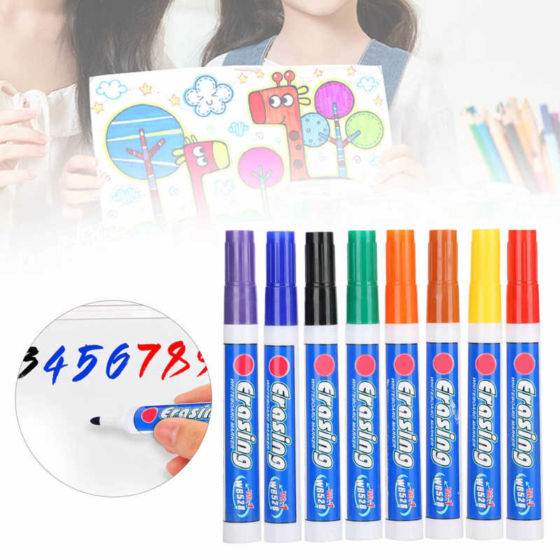 2 Sets 8 Kleuren Droog Uitwisbare Whiteboard Pen Kleurrijke Fiber Penpunt Markers Sets Voor School