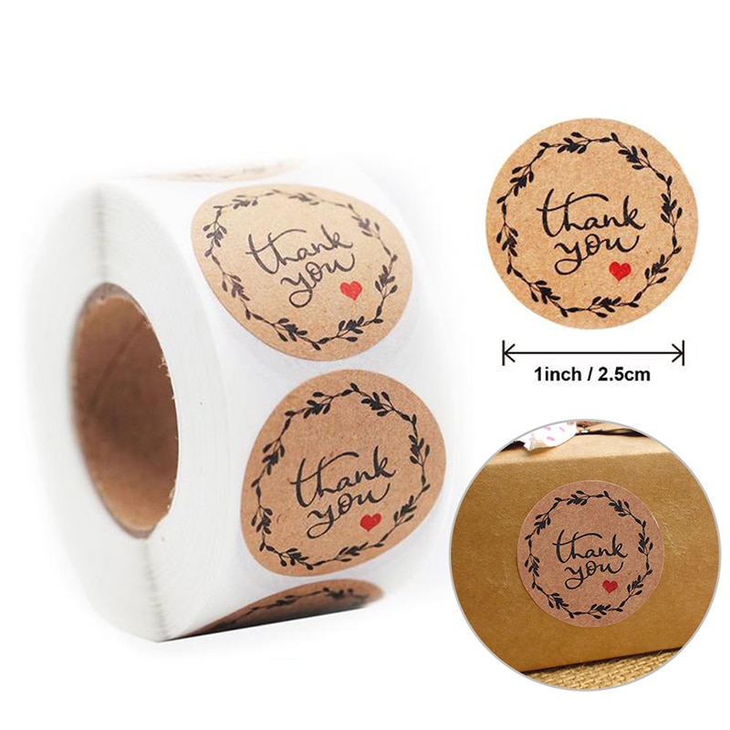 500pcs Natural Kraft Thank You Sticker Craft Packa... – Grandado