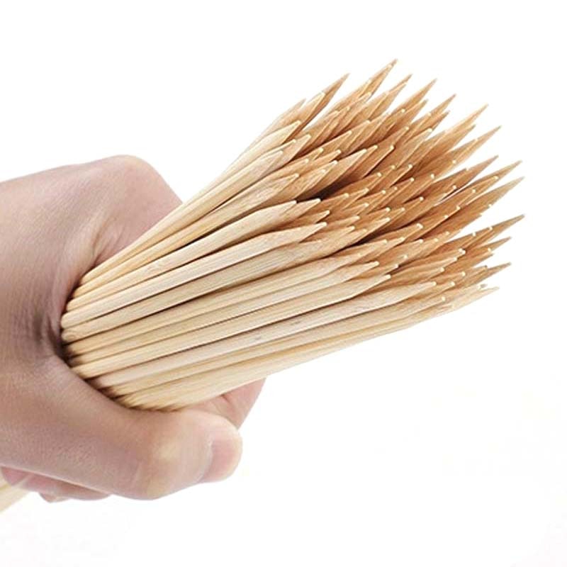 100 Stuks 30Cm Dikke Barbecue Teken Bamboe Houten Spiesjes Sticks Bbq Teken Grillen Barbecue Gereedschap Tuin Outdoor Gegrilde Teken