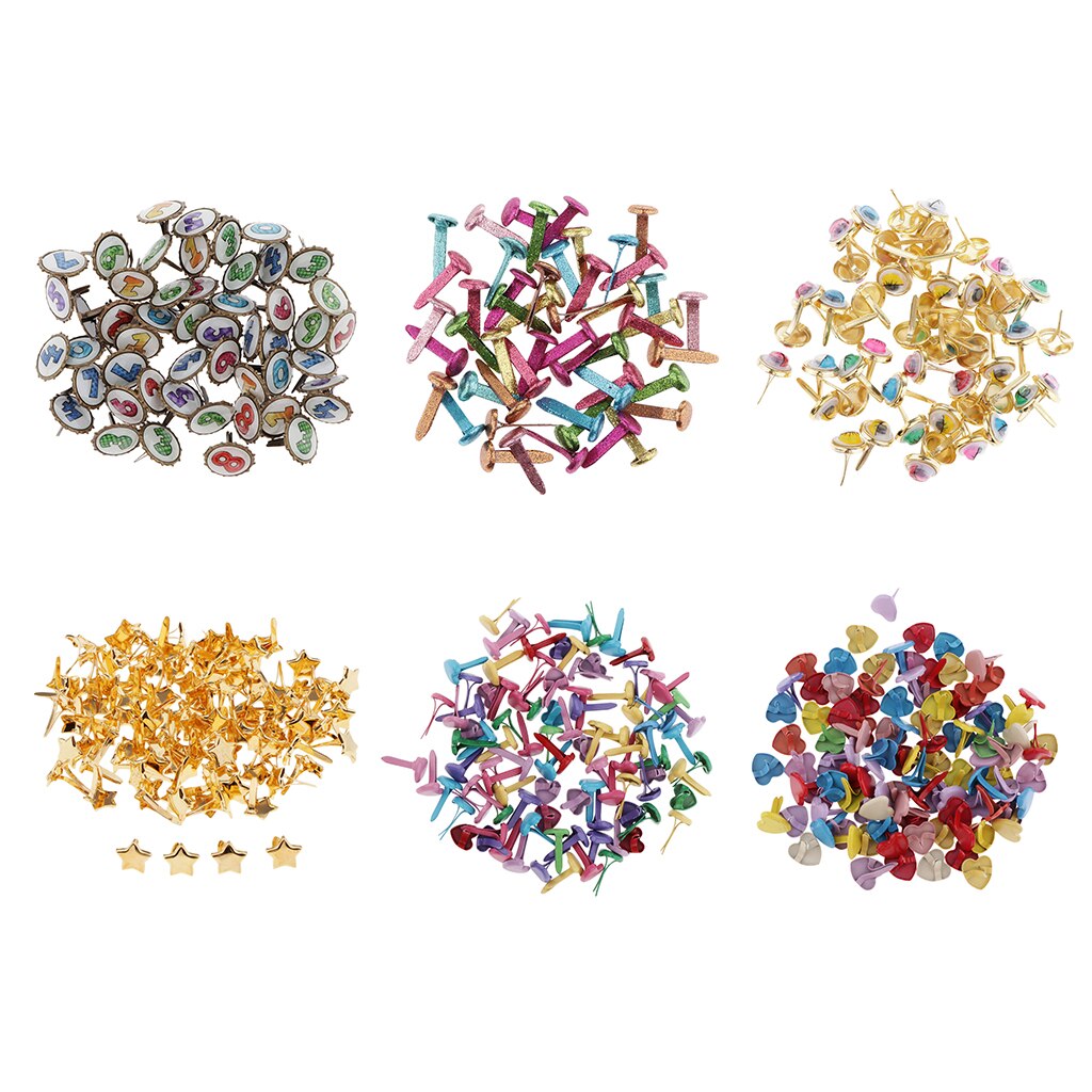 PATIKIL 100 Stück Bastel-Brads - Weiße Metall Befestiger 8x15mm Für Scrapbooking