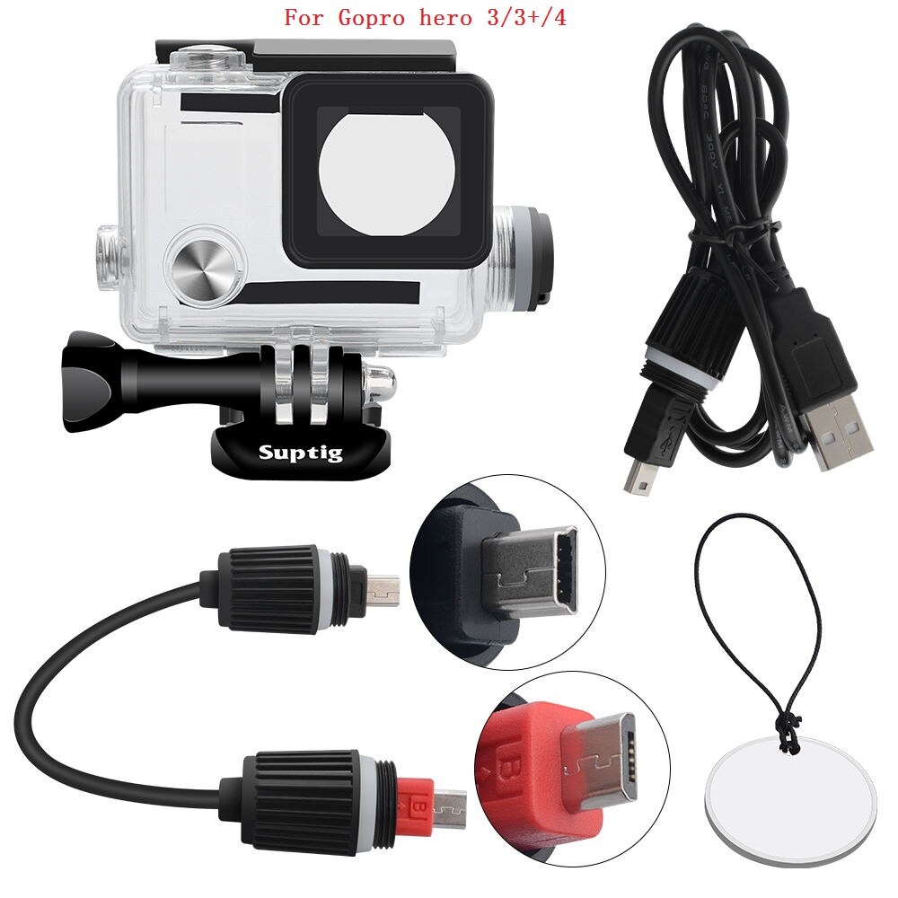 Suptig per GoPro hero 3/4/5/6/7 5200mAh Impermeabile Accumulatori e caricabatterie di riserva Caricabatteria Impermeabile cassa della Macchina Fotografica Gopro Ricarica Borsette/Scatola: Gopro 3 4 case B