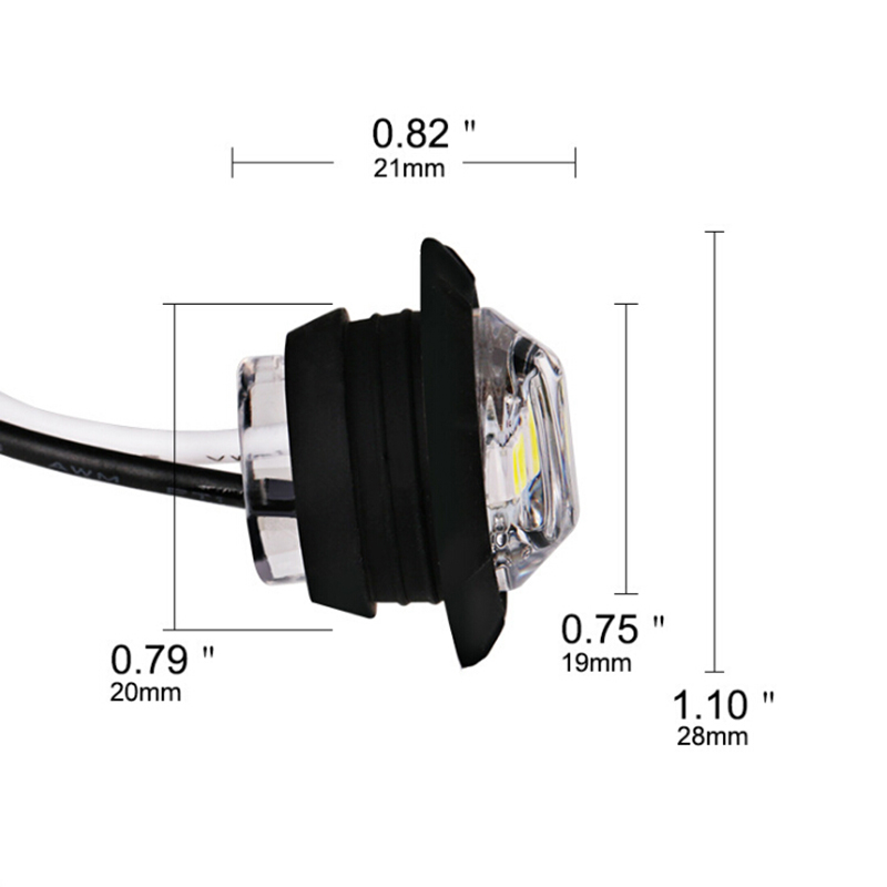 10 kpl mini 12v 1 '' pyöreä keltainen led-valo edessä takasivu merkkivalot kuorma-auton perävaunun moottoripyörälle