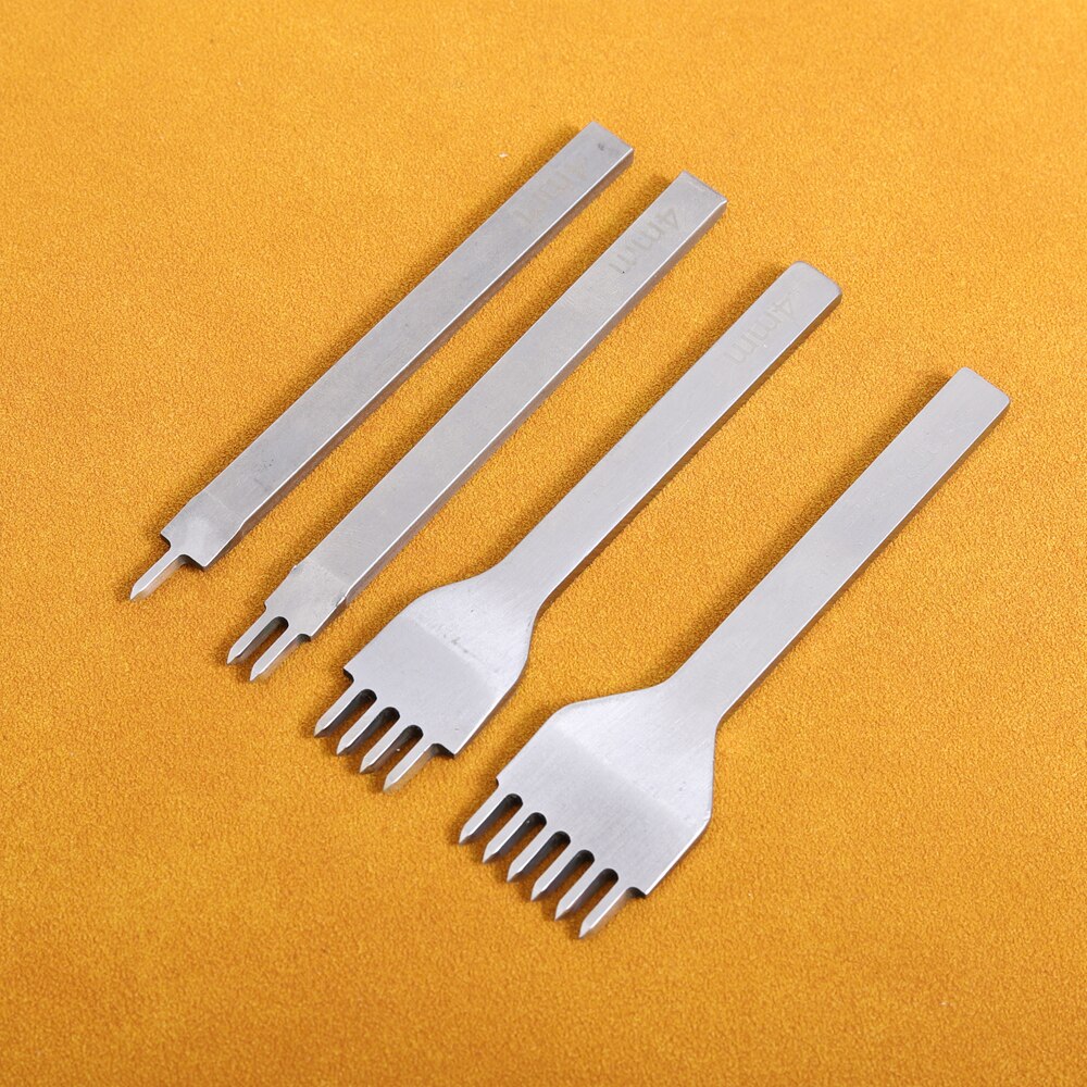 ZEVENS Leather Chisel Hole Punch Stitching Tool Teeth Polished Diamond Pricking Iron Leather Craft tool 3/4mm 1-2-4-6 teet: 4mm