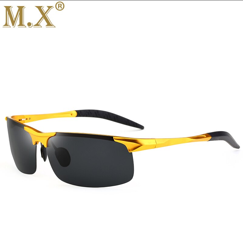 Aluminium Magnesium Männer Sonnenbrille Polarisierte Sport Fahren Nachtsicht Brille Sonnenbrille Angeln UV400 Randlose Sonnenbrille: Gold Schwarz