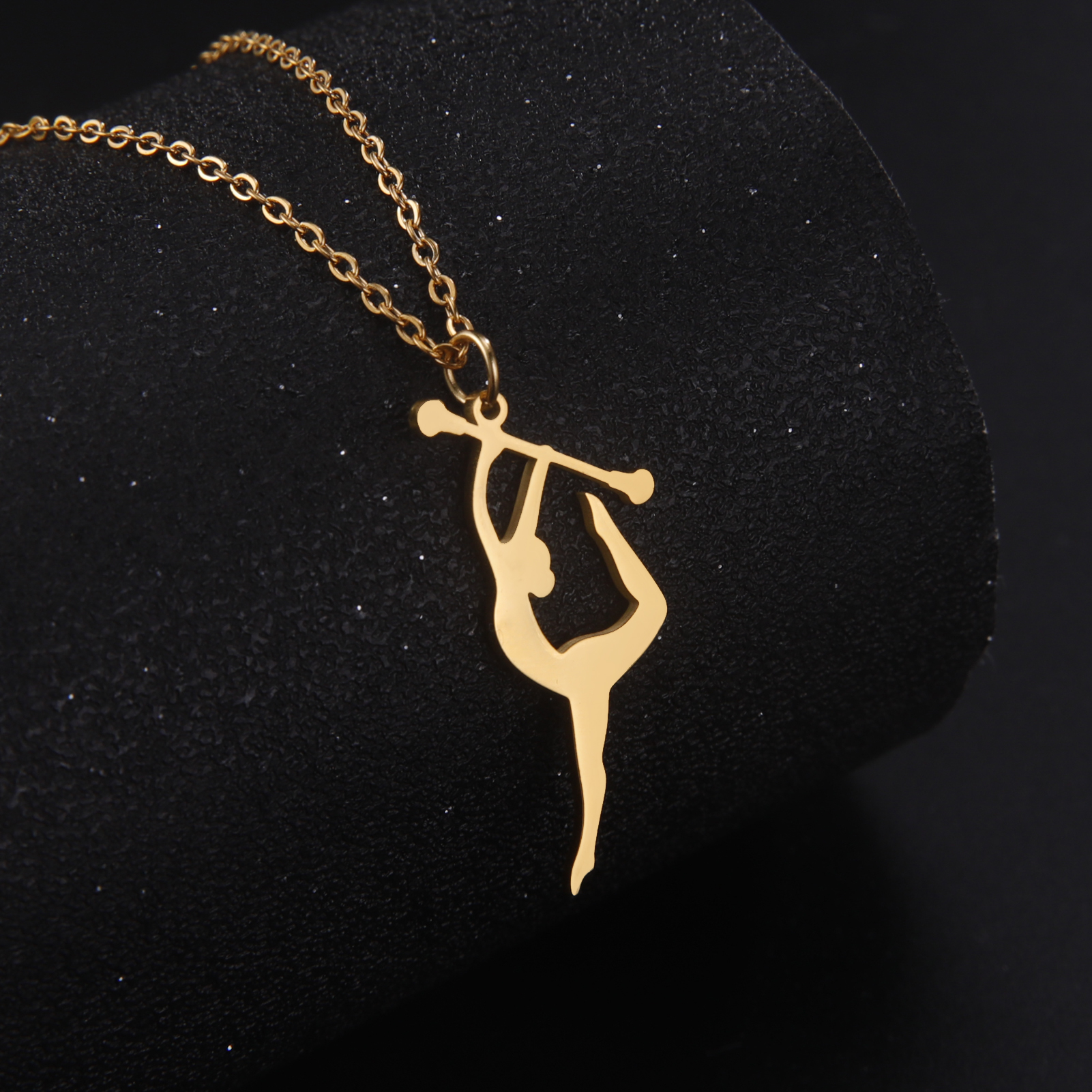 Teamer Gymnastics Necklace for Women Girls Sports Pendant Stainless Steel Jewelry Dancer Gymnast Birthday