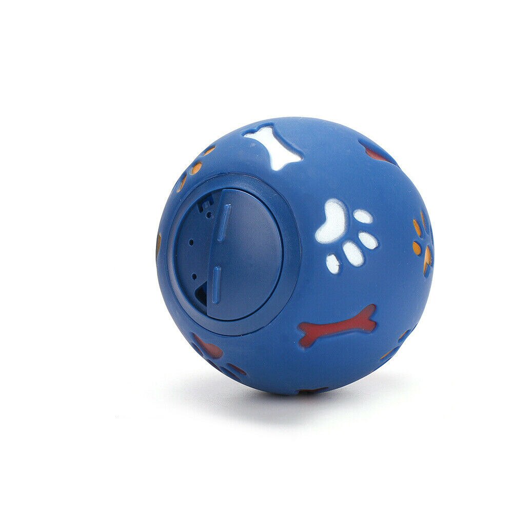 Multifunctional Dog Food Play Ball Toy Rubber Ball Chew Dispenser Leakage Interactive Pet Dental Teething Training Toy Ball: Blue / Diameter 7.5cm
