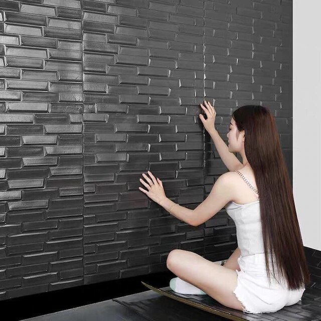 NW66 Black Opaque Self-Adhesive Wall Panel 438306327