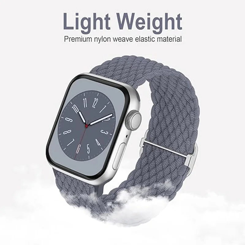 Bracelet à boucle tressée pour Apple Watch Band, Bracelet en nylon élastique, 44mm, 40mm, 49mm, 45mm, 41mm, 46mm, 42mm, iWatch Series 10, 9, 8, SE, 6, 7 Ultra