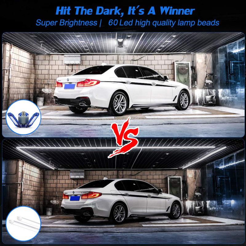 360 Degree High Bay Ceiling Lights E26 40/60W Deformable Led Garage Lights Lamp Indoor Light Industrial Lamp for Workshop Shop