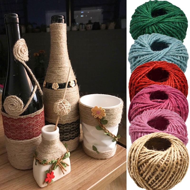 30 Meters Natural Burlap Hemp Rope Hessian Jute Cord for Wedding Party Wrapping Cords Thread DIY Scrapbooking Craft Decor