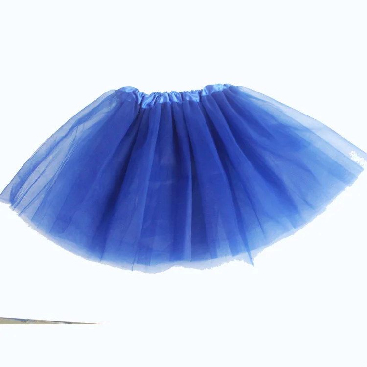 Jupe tutu élastique pour filles, vêtements de danse de Ballet, Mini jupe pour fête d'anniversaire, danse, 3 couches en Tulle pour enfants de 2 à 8 ans: Bleu