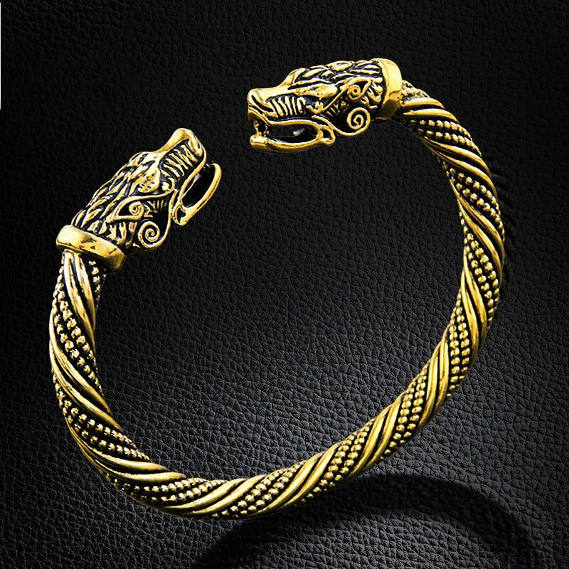 LAKONE Teen Wolf Head Bracelet Indian Jewelry Accessories Viking Bracelet Men Wristband Cuff Bracelets For Women Bangles