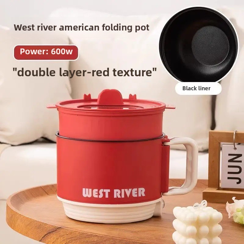 Bærbar liten elektrisk komfyr utendørs reise multifunksjonell dampkoking integrert elektrisk wok riskoker: Blå