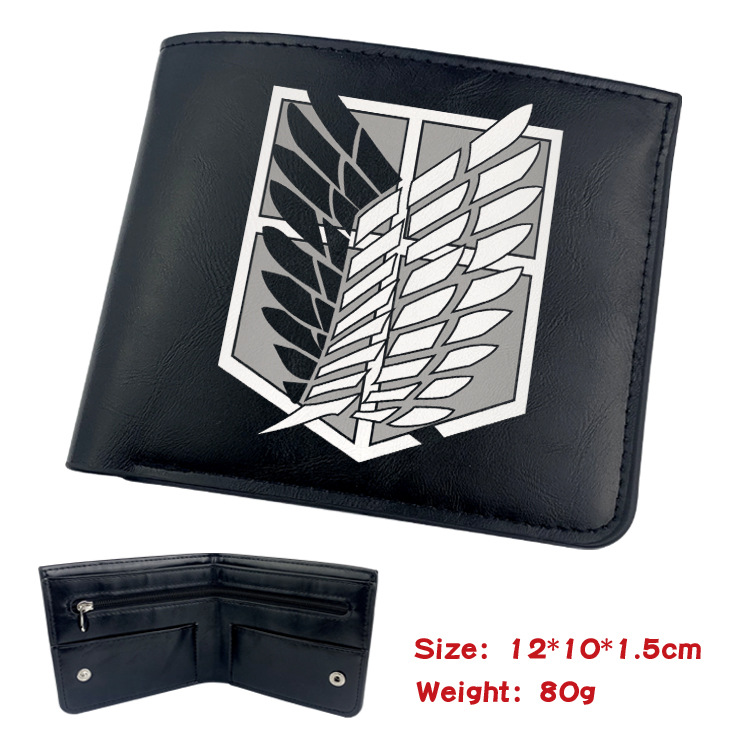 Attack on Titan Animation Derivative Portable Folding Wallet Short Coin Purse with Card Holder: GRAY