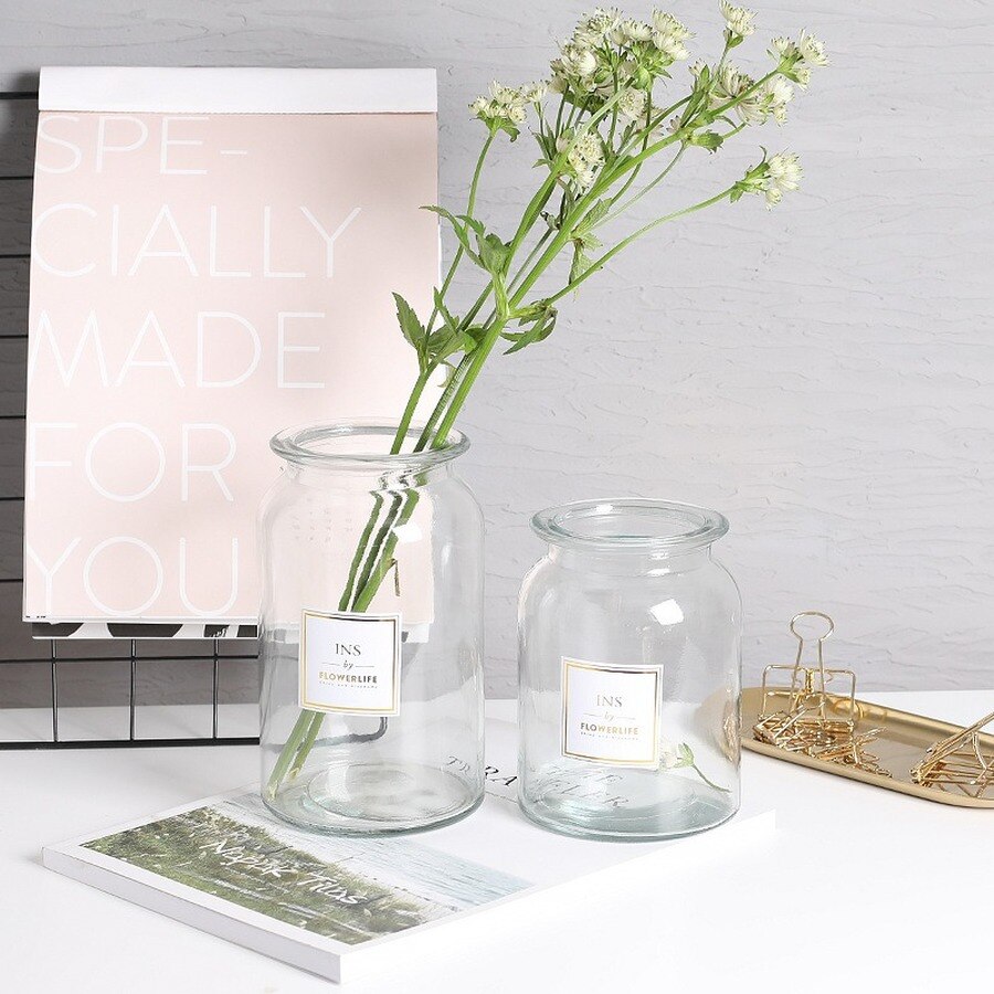 European Decoration Home Glass Vase Flower Vase Flower Arrangement Hydroponic Tabletop Vase for Flower Decoration