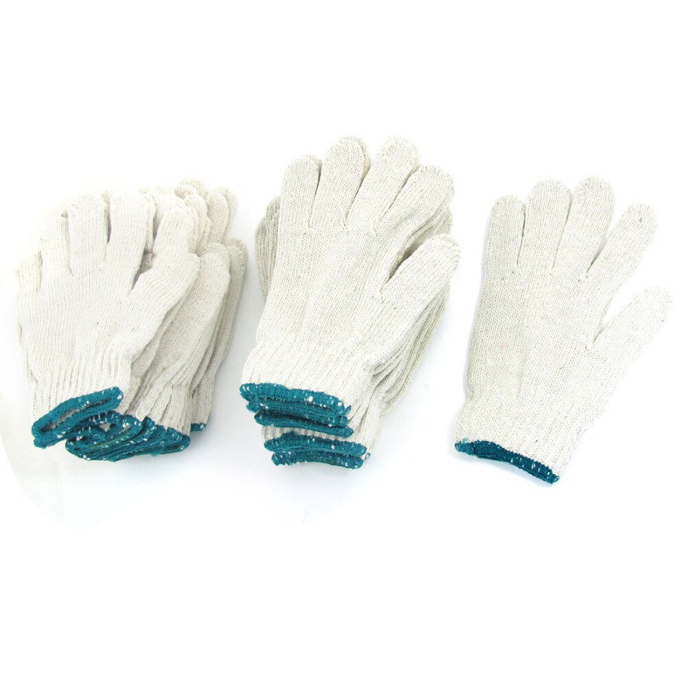12 Pairs Elastische Manchet Volledige Vinger Werkhandschoenen Wit voor Unisex