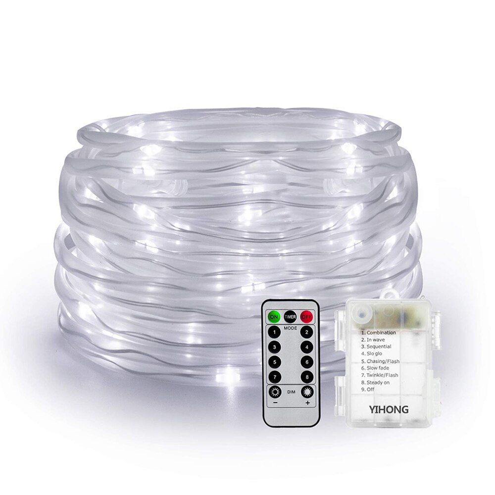 8Modes LED Rainbow Tube String Lights 5m 10m Outdoor Waterproof Neon Strip Fairy Lamp for Garden Christmas Wedding Party: white / 5M 50leds