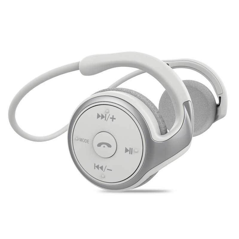 Casque Bluetooth tour de cou sur l'oreille Bluetooth casques d'écoute avec Micro Radio FM Micro SD carte fente Sport confortable écouteurs blanc noir: White