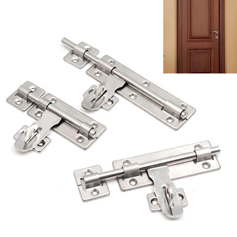 Silver Door Sliding Bolt 4/6/8 inch Stainless Steel Door Latch Hardware for Home Hardware Gate Safety Door Bolt Latch Lock