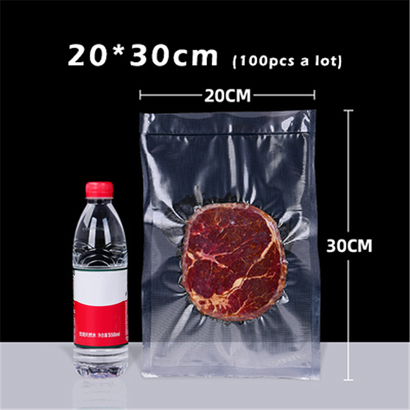 100 Stks/partij Keuken Vacuüm Zakken Voor Voedsel Vacuüm Sealer Verpakkingsmachine Voedsel Opbergtas Bpa-vrij Keuken Opslag Accessoires: 20x30cm