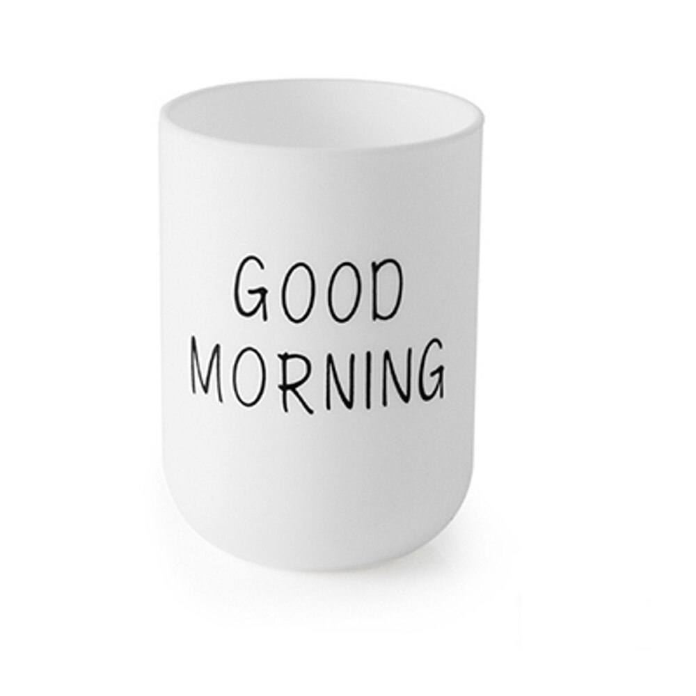 Home Tumblers Good Morning Cup Round Toothbrush Toothpaste Holder Cup Travel Washing Cup Water Mug Bathroom Accessories: white