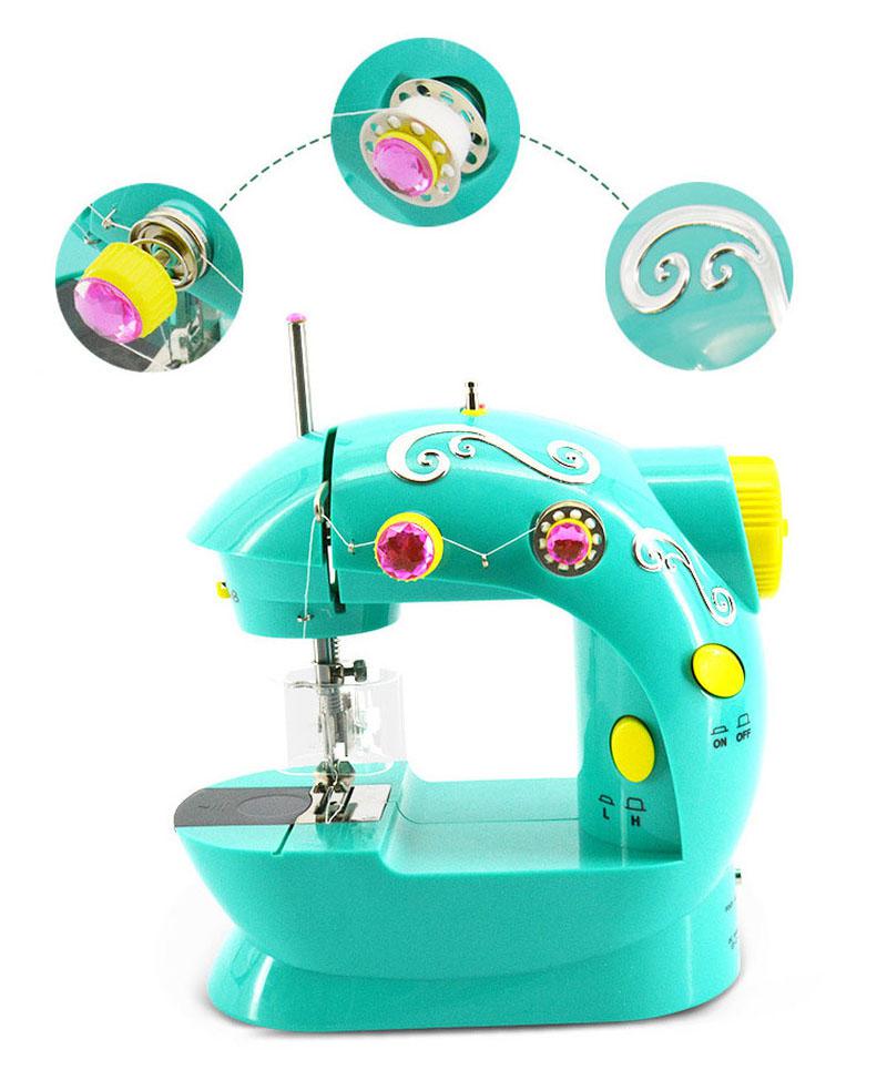 Máquina de coser eléctrica pequeña portátil para niños pequeños, fábrica de máquinas de coser para niñas