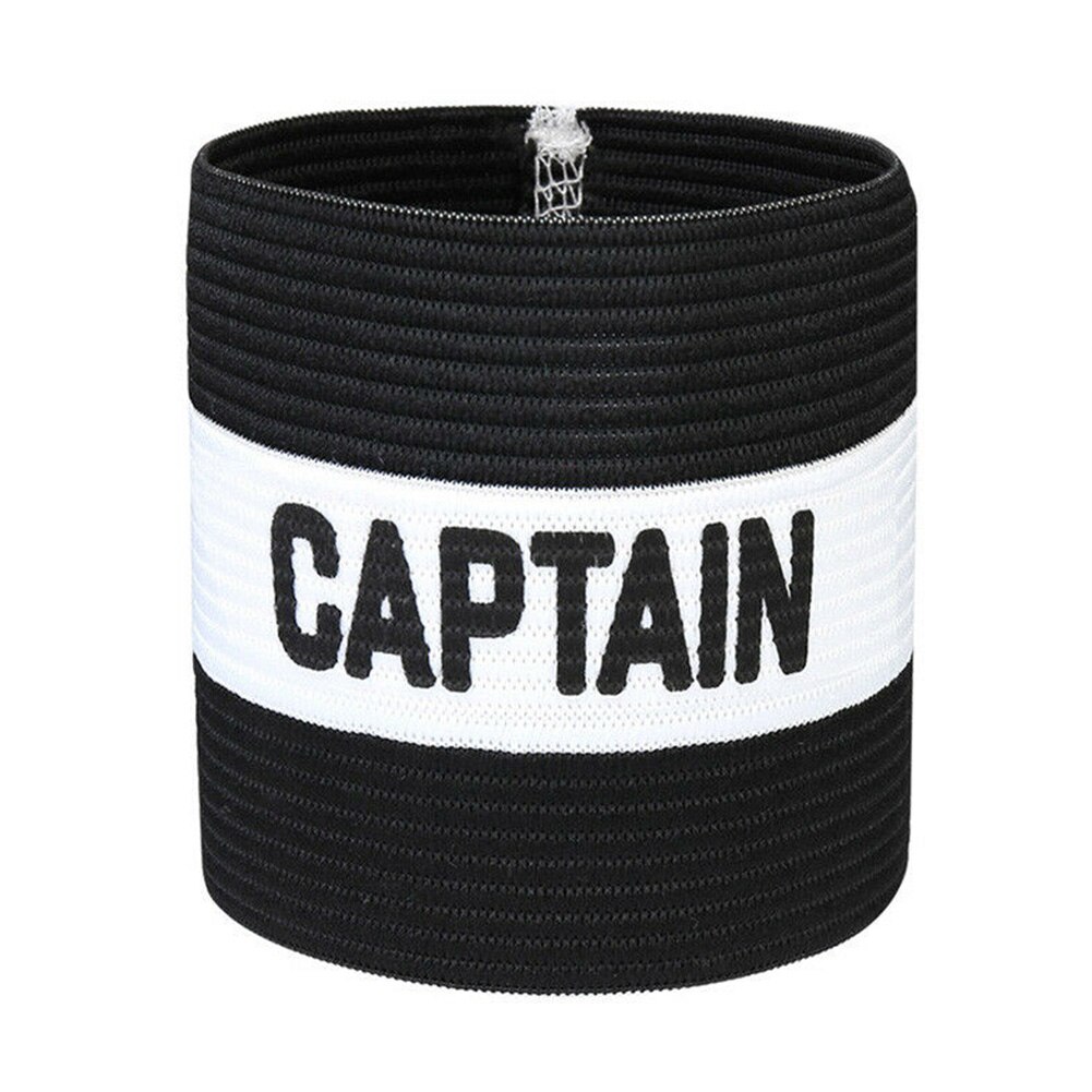 Leider Elastische Sport Accessoires Captain Armband Symbool Voetbal Rugby Hockey Outdoor Speeltuin Sterke Kleverigheid Mouwen Badge: Black