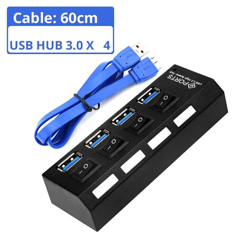 NEO STAR Multi 2.0/3.0 Hub USB Splitter Peripherals Accessories For Computer High Speed USB HUB Splitter For Laptop Notebook: 3.0-4 black