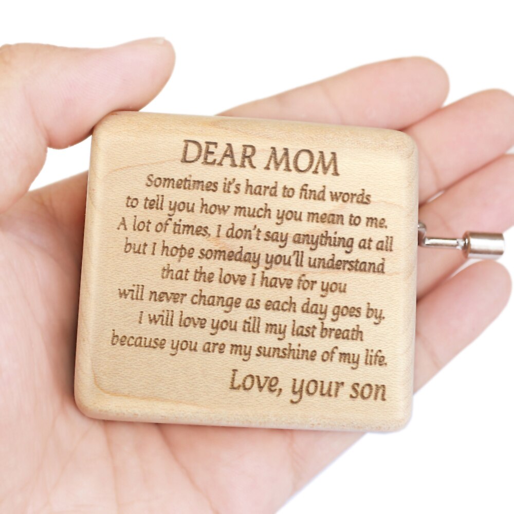 Rosiking Carved wooden hand crank You are my sunshine Music Box Carved Mechanism For Frends Girl and Children Birthday