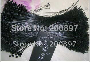plastic manual loop pin string garment hang tag string black/white 1000pcs/lot