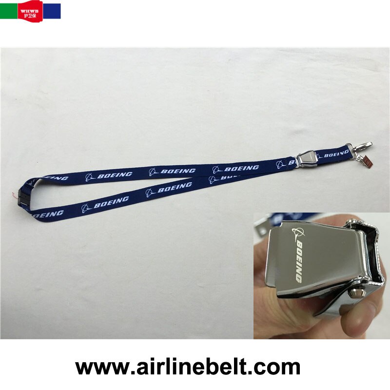 Boeing cinturón de seguridad para avión, cordón de seguridad con hebillas, llavero con correa de teléfono móvil, accesorios para el cuello, viajes voladores, amantes de la oficina en casa: E