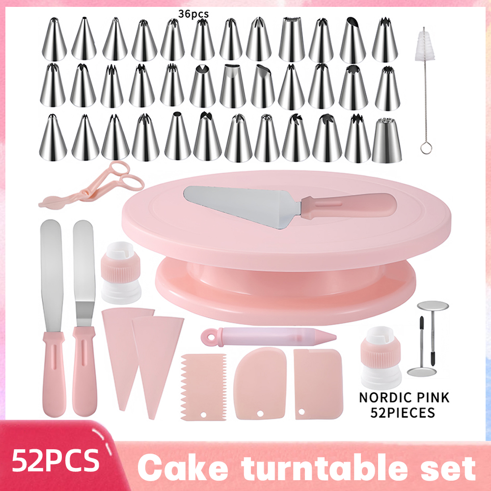 52Stck Kuchen Dekorieren Werkzeuge Bausatz Gebäck Plattenspieler Bausatz Rohrleitungen Düse Spritzbeutel einstellen Rotierenden Ständer Backen Werkzeuge Zubehör Bak