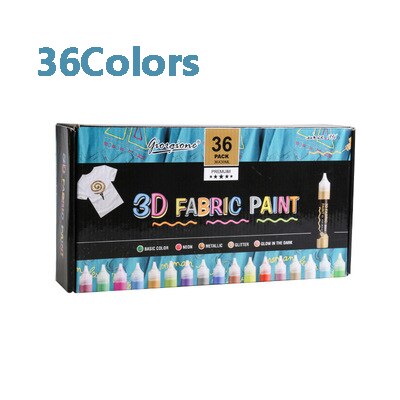 24/36Colors 3D Fabric Paint Acrylic Paint Set For Artist Painting Textile Clothing Glass Ceramic Graffiti Painting Supplies: 36Color