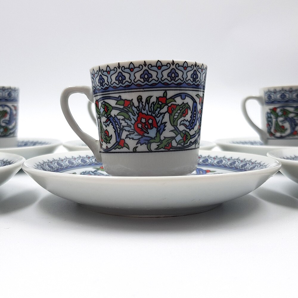 Lot de 6 Kutahya a porcelaine Topkapi tasses à café turques