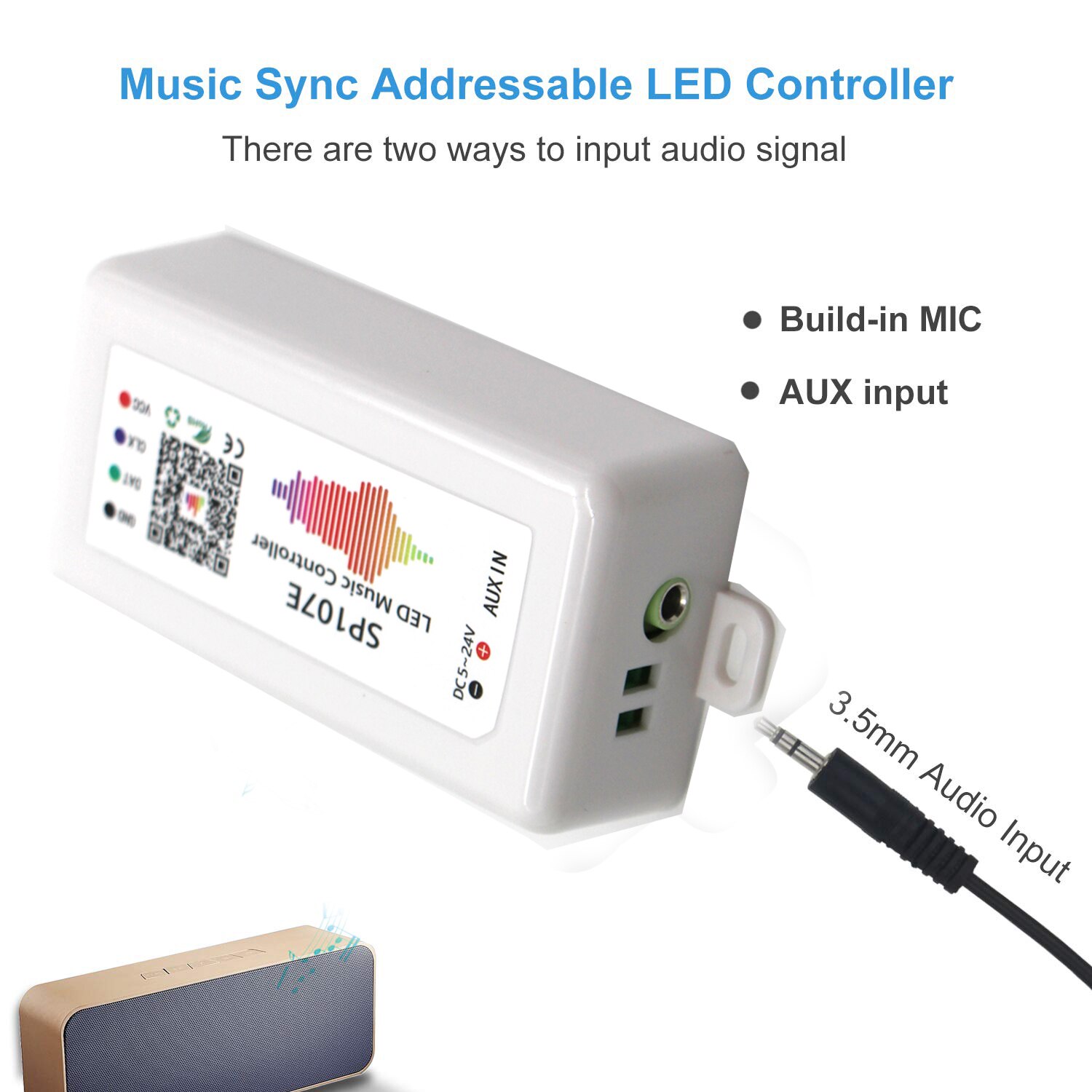 WS2812B WS2811 SK6812 Led Pixels Strip Light Controller Bluetooth WIFI SP105E SP110E SP108E SP501E Music SP107E SP601E DC 5V-24V: SP107E music