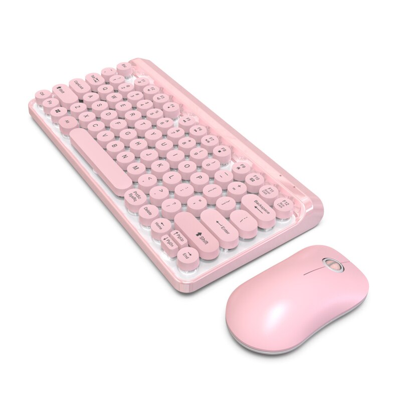 2.4G Wireless Keyboard And Mouse Multimedia Keyboard Mouse Combo Set 1000DPI High-precision Optical Ergonomic Keyboard Mouse: pink
