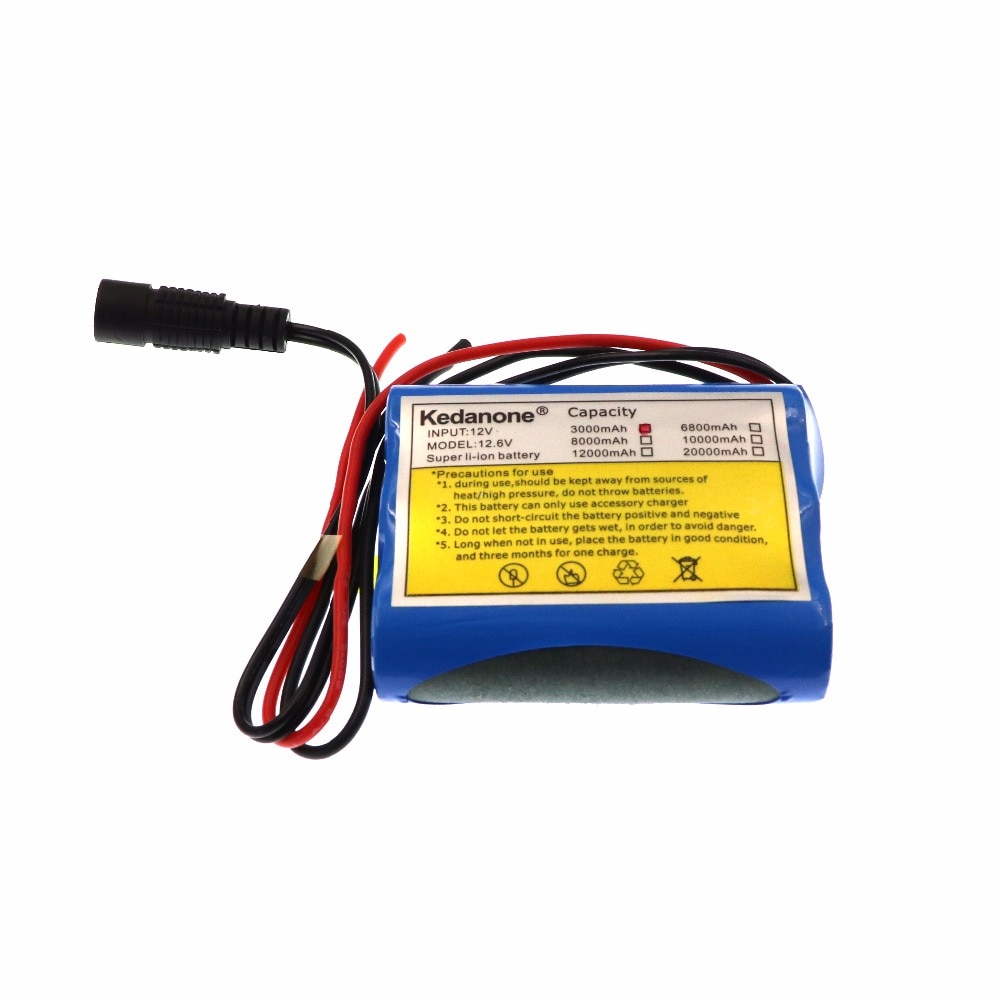 Kedanone-batería recargable de iones de litio NWE, 12 V, 3000 mAh, 18650 y 12,6 V, 1A, cargador, cámara cctv