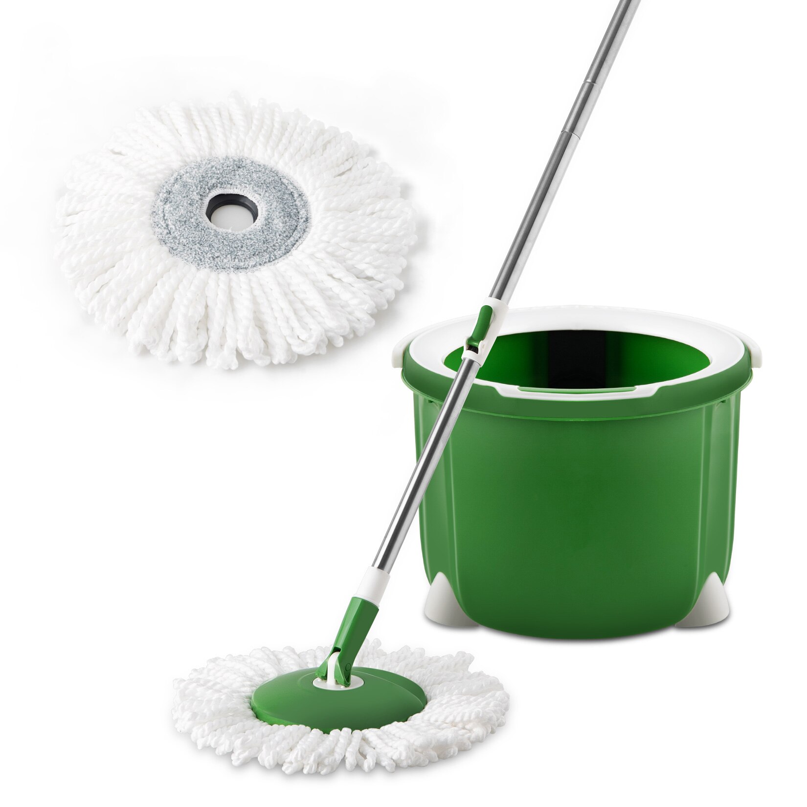 Boomjoy 360 Spin Verstelbare Vloer Mop Met Grote Emmer 2 Stuks Microfiber Pads Verlengde Handvat Voor Hardhout Schoonmaken: Green