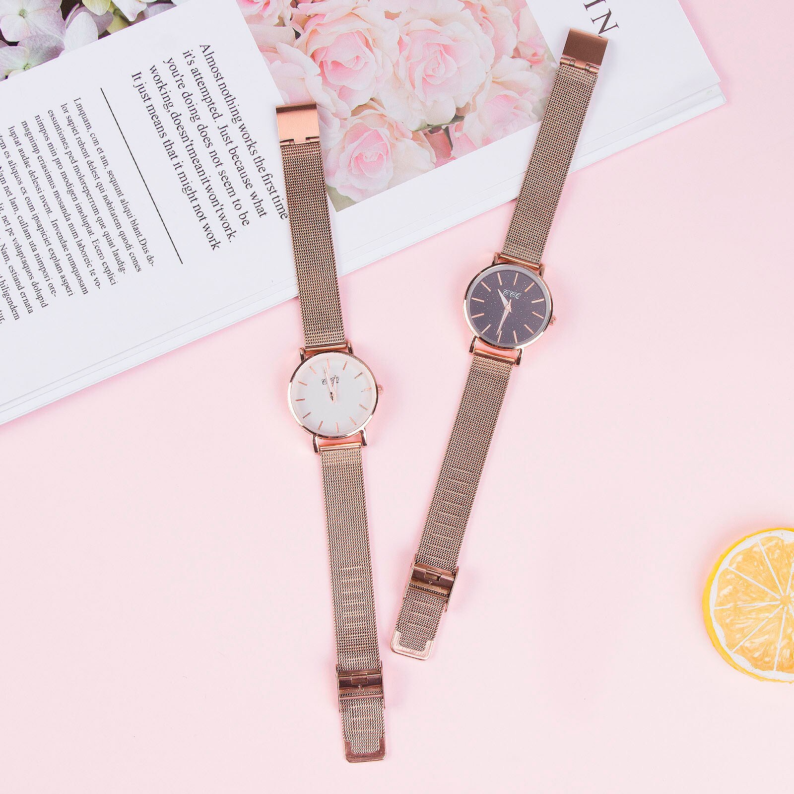 femmes montres aimant boucle de luxe en acier inoxydable bracelet Quartz montre dames Simple montre-bracelet petite amie