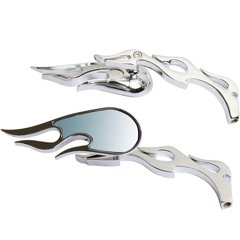 Universele chromen custom achteruitkijkspiegels met vlammenmotief voor kawasaki, honda, suzuki, ducati, bmw vt en vtx street motoren.: Donkergrijs