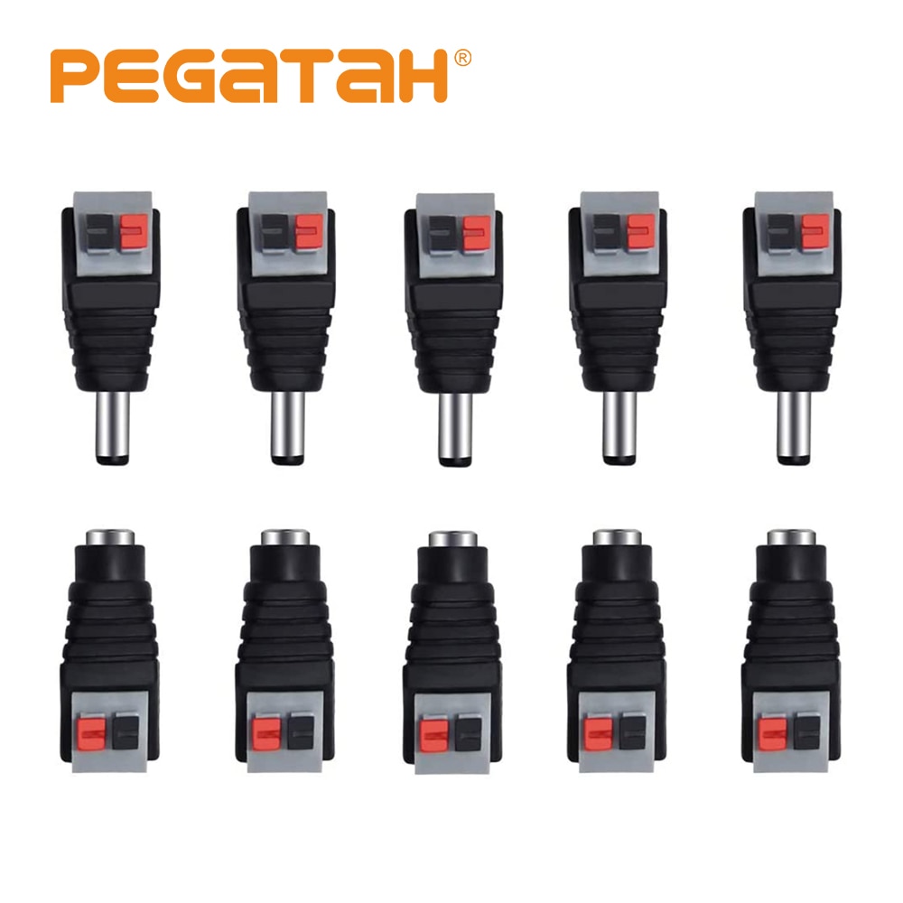 BNC Portfolio DC Male + Female Connector Plug securer cable connection Push-on DC power with switch adapter for cctv camera