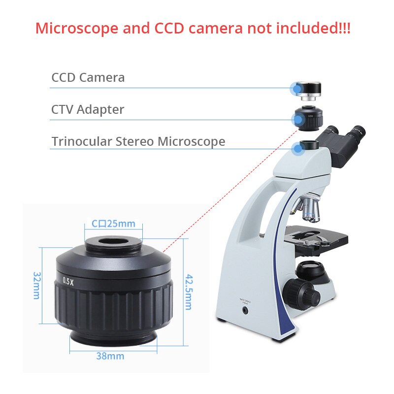 0.5X C Mount Adapters Lens Ccd Camera Adapter Ctv Voor Trinoculaire Stereo Microscoop 25Mm Interface Microscopio Camera
