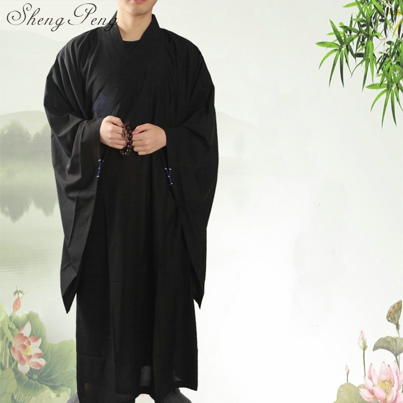 Buddhistisk munkekåbe meditationstøj shaolin munketøj buddhistisk kåbe buddhistisk munkedragt orientalsk kappe munkekåbe  cc209: 3 / 4xl