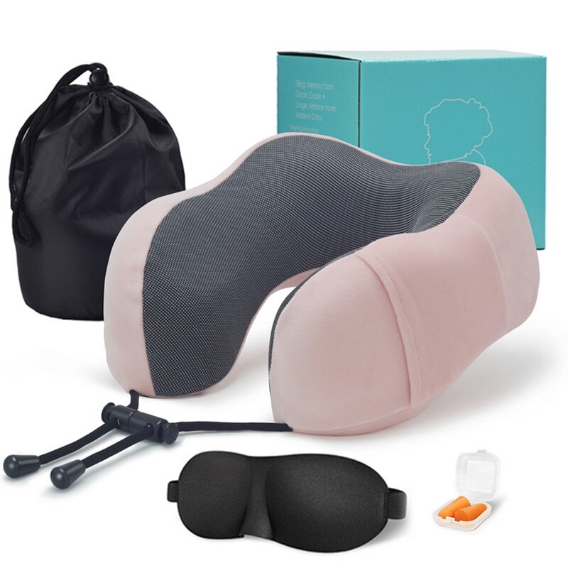 Sb U-vormige Traagschuim Nek Kussens Zachte Trage Rebound Lange Reizen Kussen Ademend Ondersteuning Cervicale Wervelkolom Natuurlijke Latex Kussen: Mid Pink