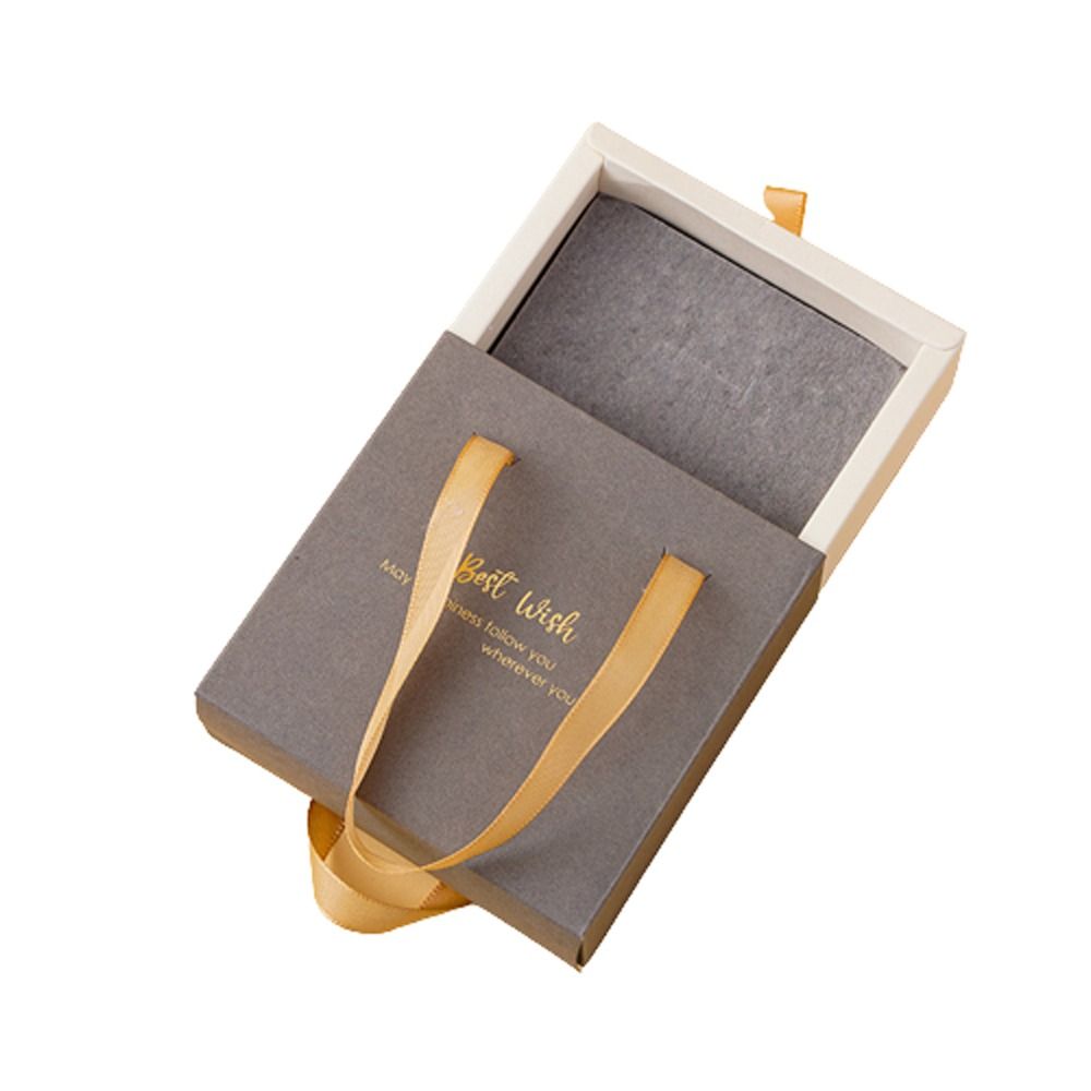 Best Wishes Jewelry Box Paper with Handle for Wedding or Travel Portable Ring Earrings Necklace Packageing Organizer Case: Blue