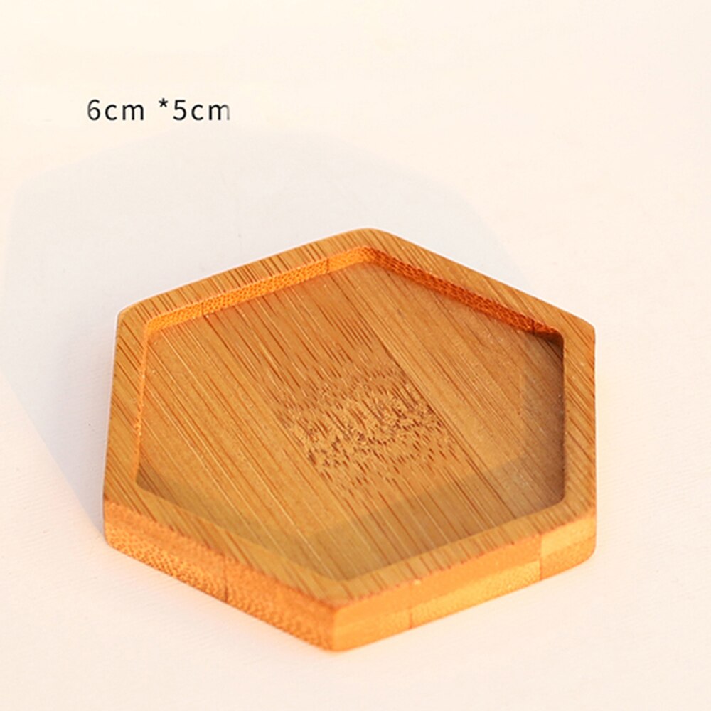 Bambus runde firkantede skåle plader til sukkulenter potter bakker base stander haveindretning boligindretning håndværk: Sekskant