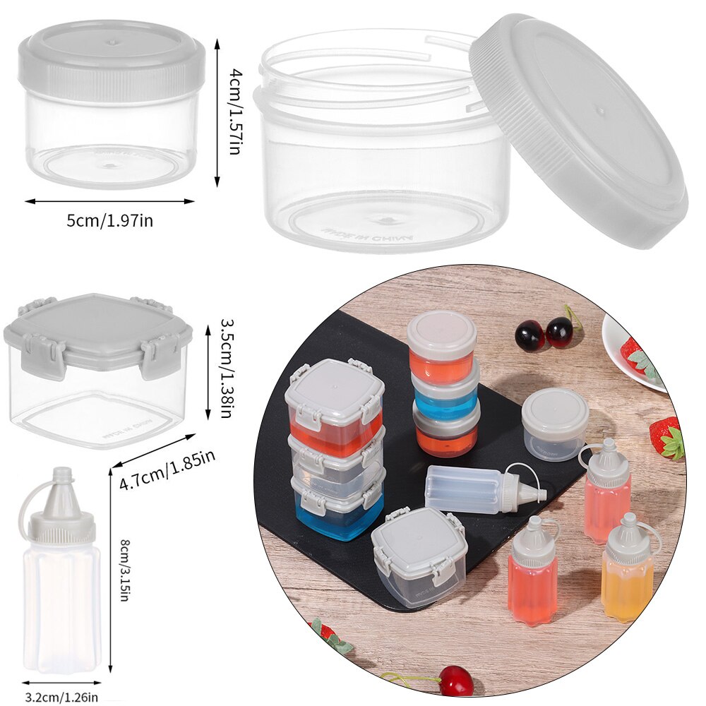 4PCS/Set Bento Seasoning Boxes Squeeze Sauce Bottle Mini Spices Jar Barbecue Picnic Accessories Transparent Easy Clean Portable