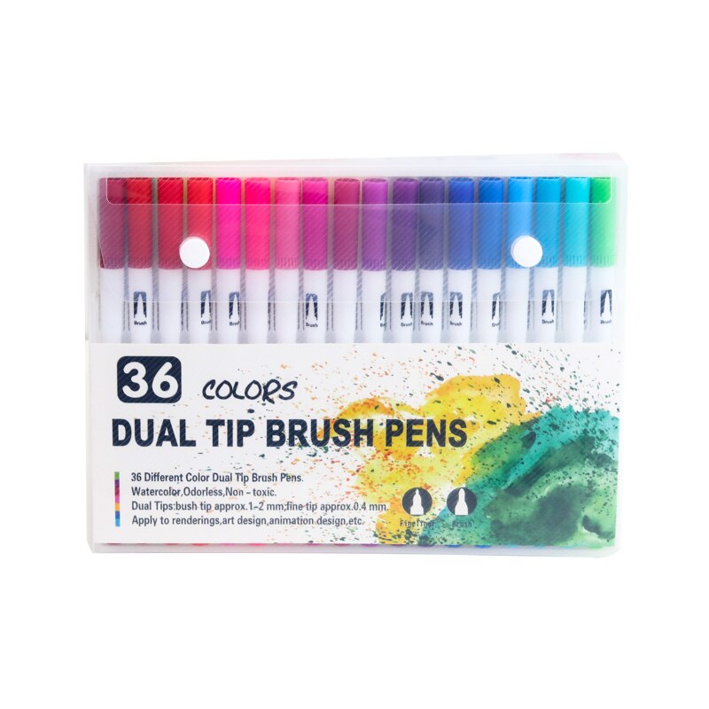 100/120 farver dobbelt spids kunst tuscher pen kalligrafi akvarel pensel pen sæt til voksen malebøger bullet journal: 36 hvide farver